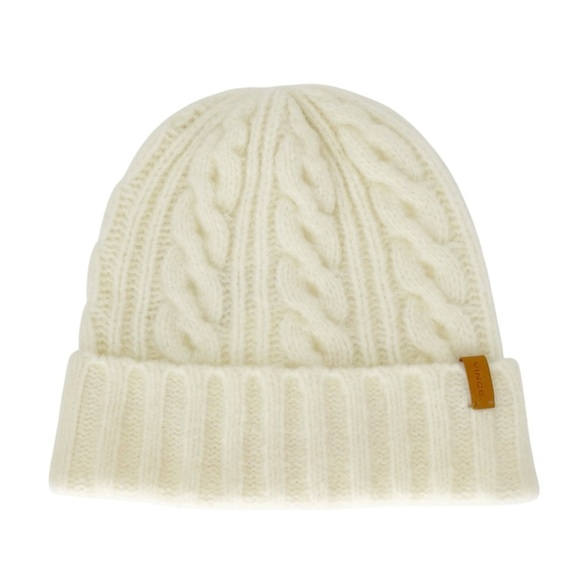 Vince Airspun Cable-Knit Cuffed Beanie Ivory Merino Wool Blend Warm Hat New NWT main image 6